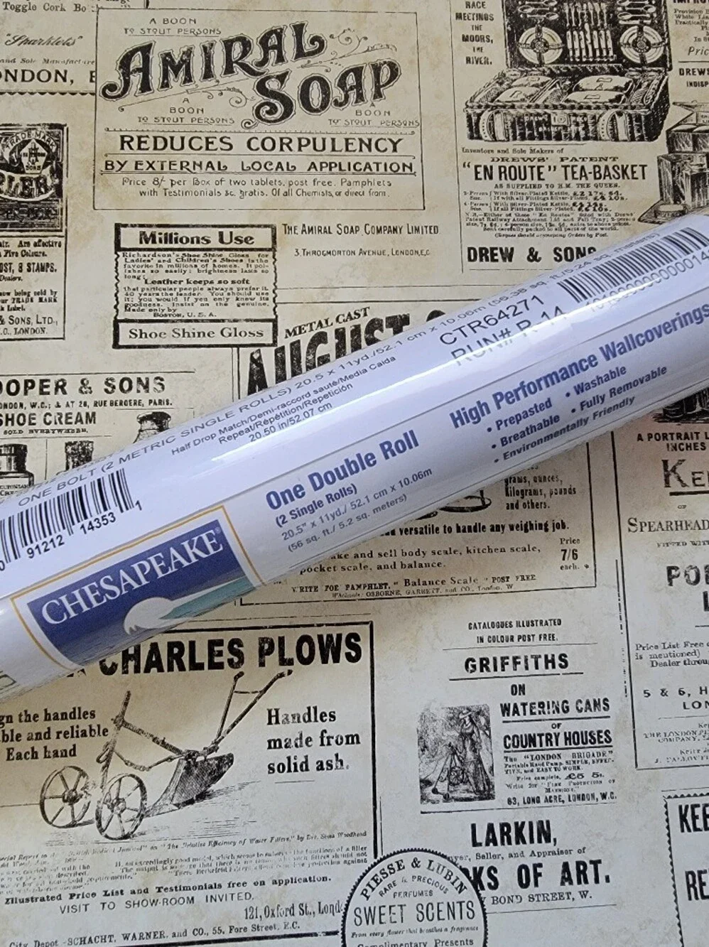 Wallpaper Adamstown Beige & Black Newspaper Ads